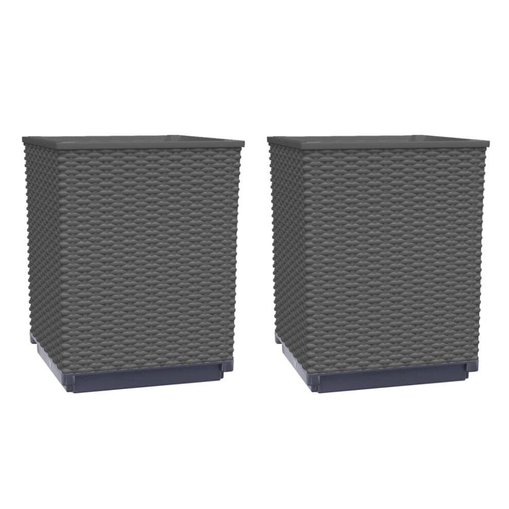 Vidaxl (Black, 2 Pcs) Planters Raised Garden Bed Flower Plant Pot Planter Pot Polypropylene