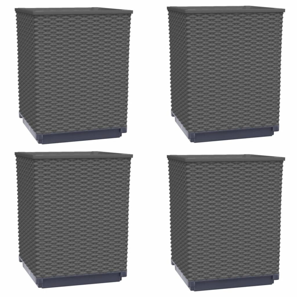 Vidaxl (Black, 4 Pcs) Planters Raised Garden Bed Flower Plant Pot Planter Pot Polypropylene
