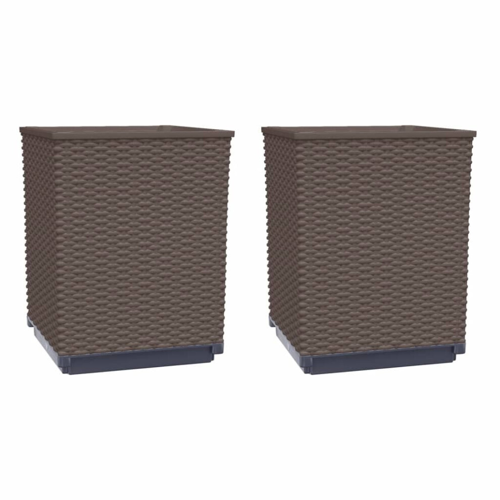Vidaxl (Brown, 2 Pcs) Planters Raised Garden Bed Flower Plant Pot Planter Pot Polypropylene