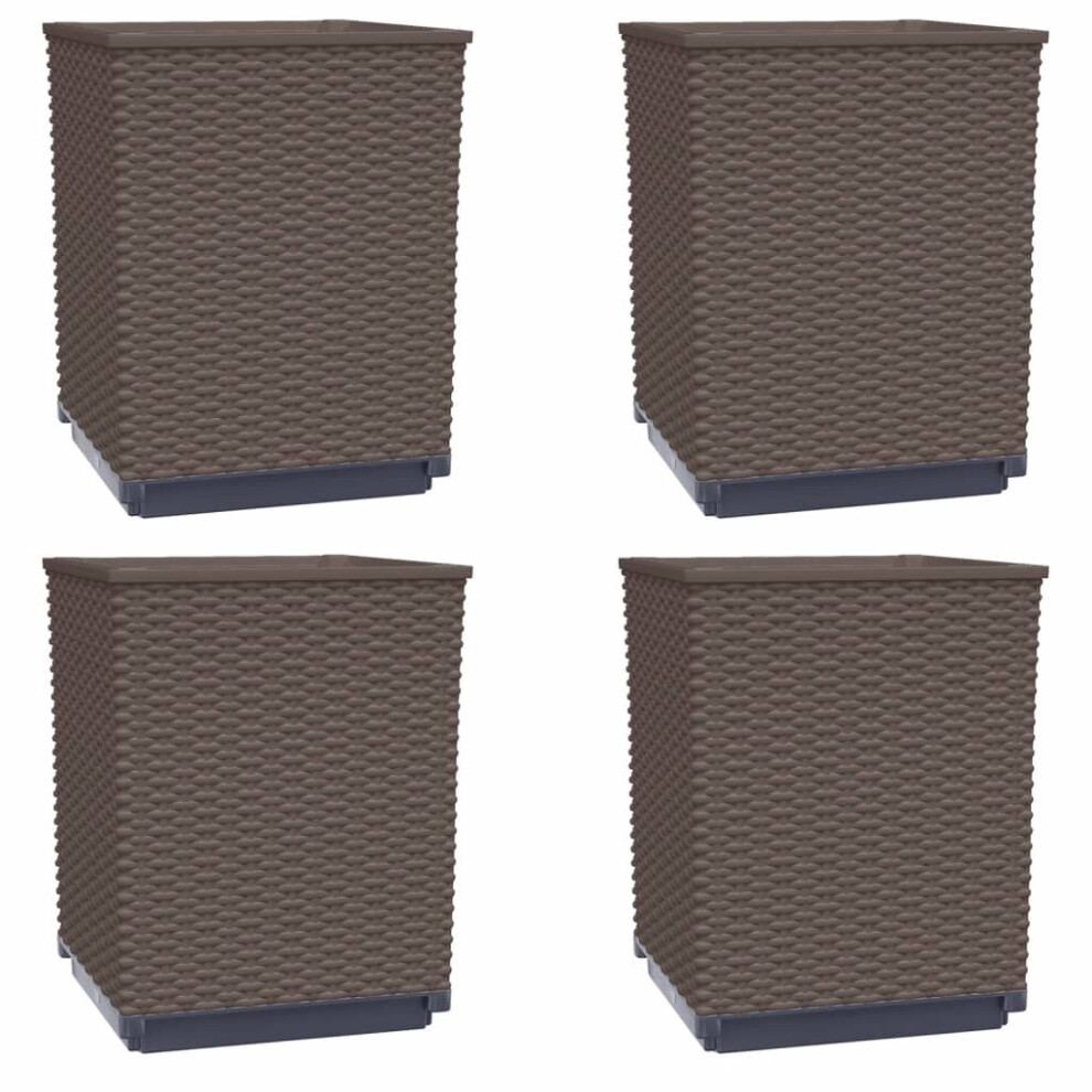 Vidaxl (Brown, 4 Pcs) Planters Raised Garden Bed Flower Plant Pot Planter Pot Polypropylene