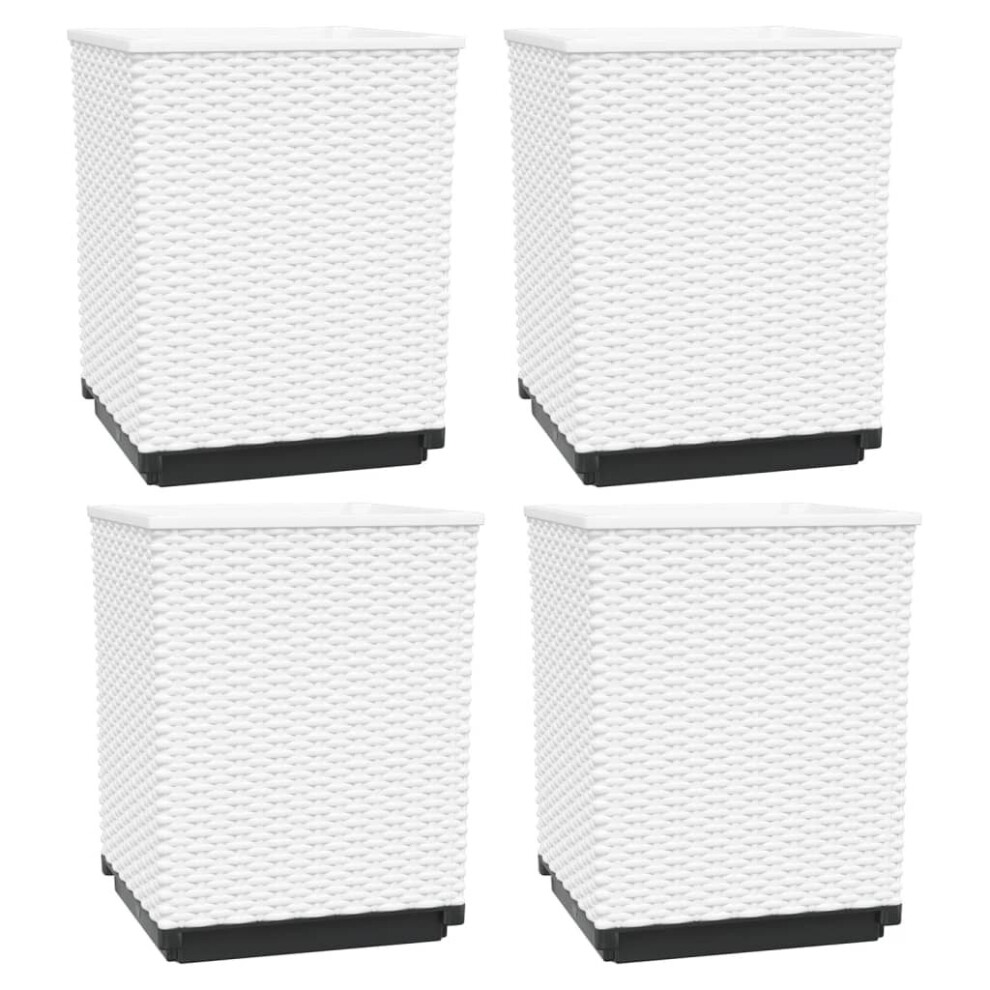 Vidaxl (White, 4 Pcs) Planters Raised Garden Bed Flower Plant Pot Planter Pot Polypropylene