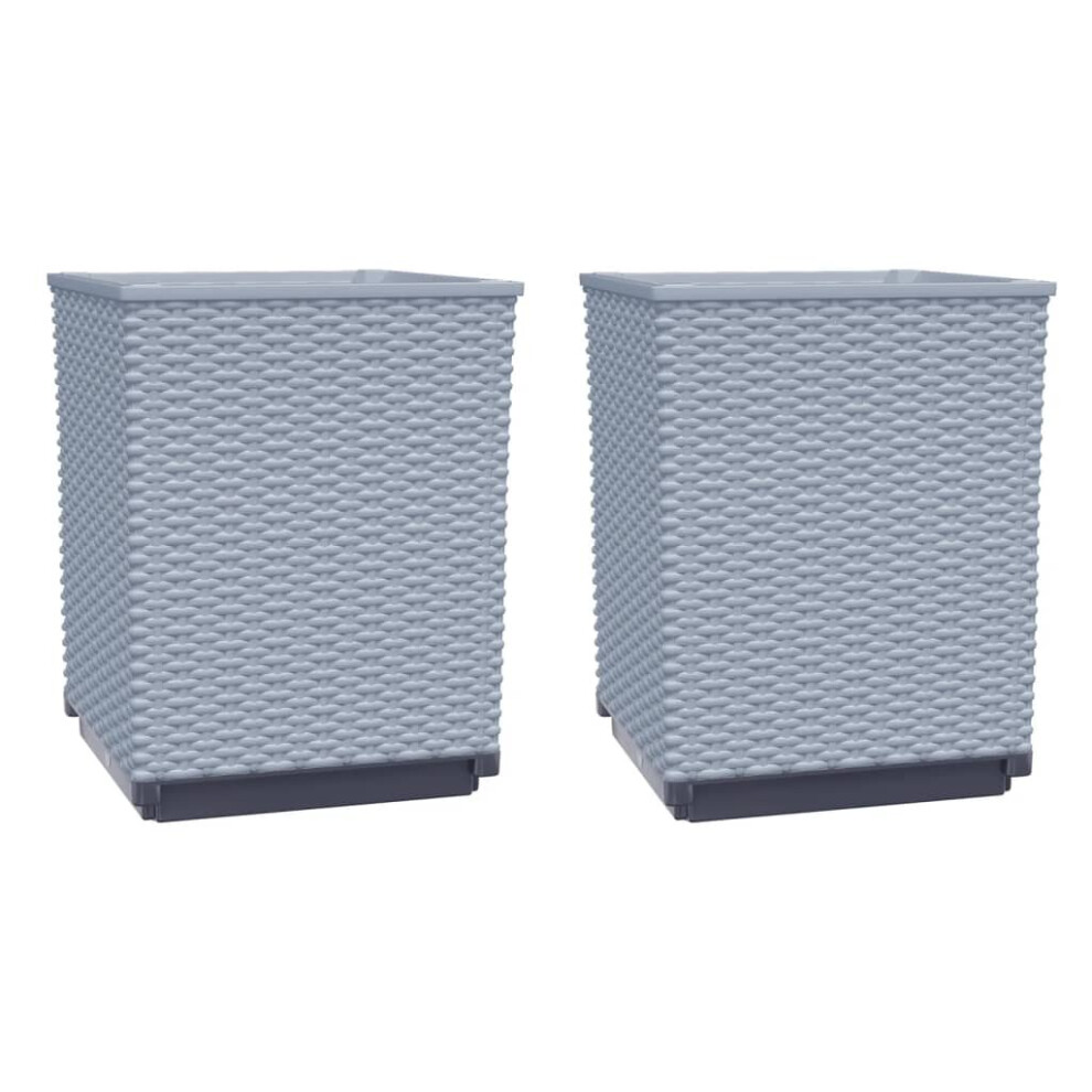 Vidaxl (Light Grey, 2 Pcs) Planters Raised Garden Bed Flower Plant Pot Planter Pot Polypropylene