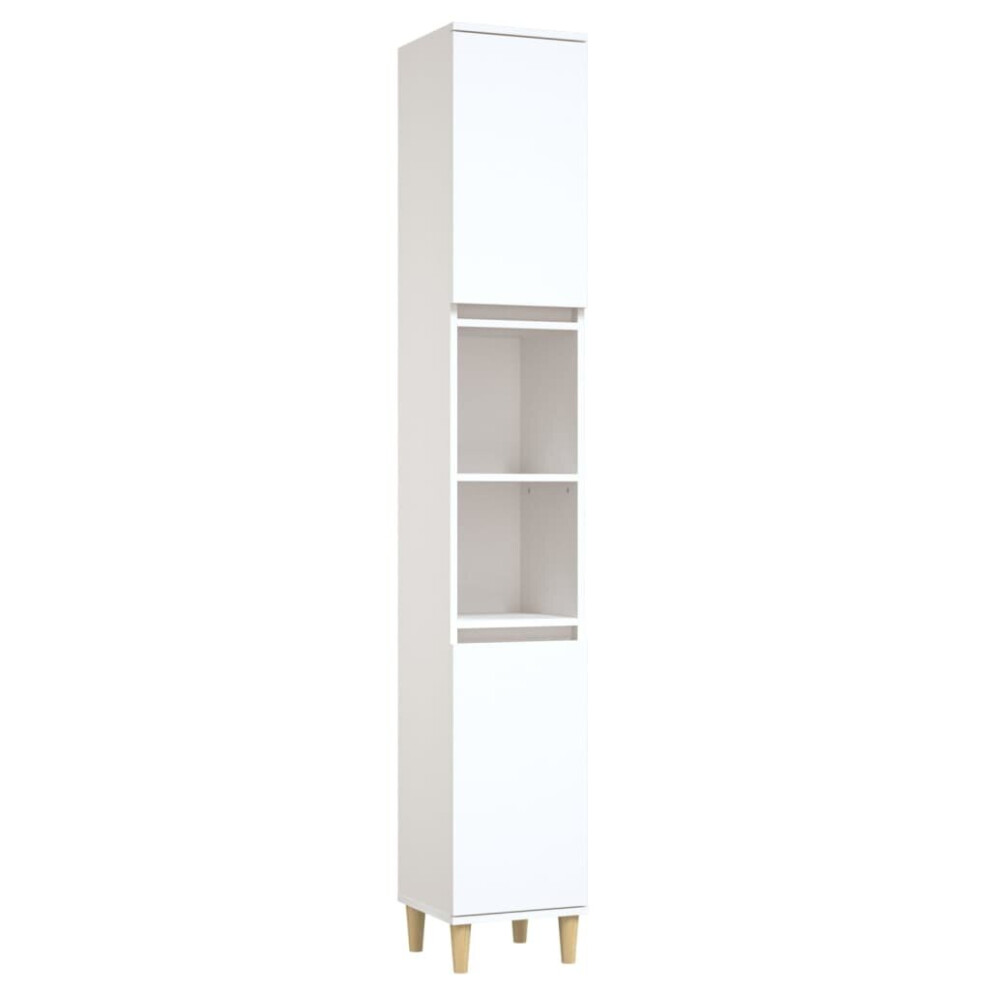 (white) vidaXL Bathroom Cabinet Cupboard Tallboy Unit Storage Cabinet Engineered Wood