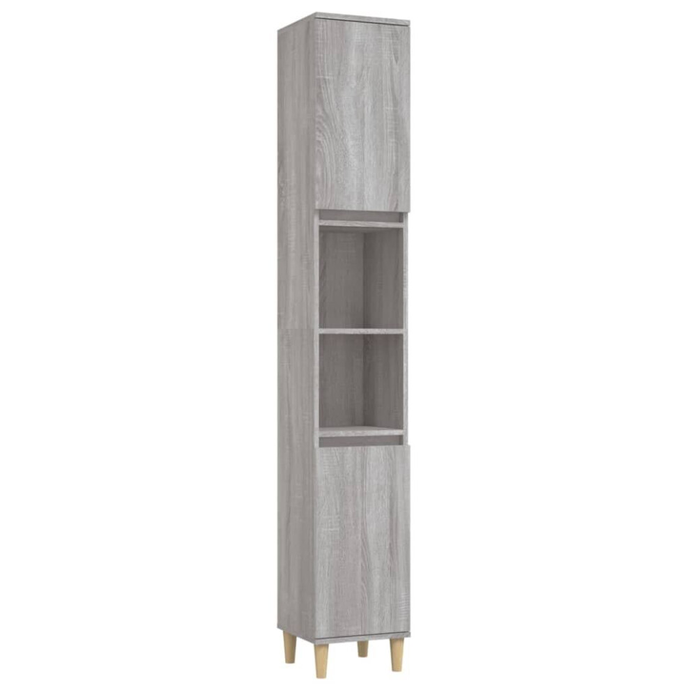 Vidaxl (Grey Sonoma) Bathroom Cabinet Cupboard Tallboy Unit Storage Cabinet Engineered Wood