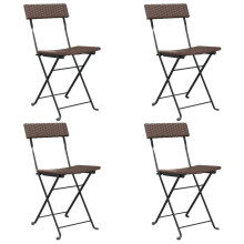 (brown, 4 pcs) vidaXL Folding Bistro Chairs Poly Rattan and Steel Patio Outdoor Dining Chair