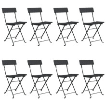 (black, 8 pcs) vidaXL Folding Bistro Chairs Poly Rattan and Steel Patio Outdoor Dining Chair