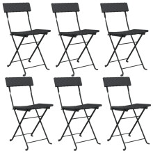 (black, 6 pcs) vidaXL Folding Bistro Chairs Poly Rattan and Steel Patio Outdoor Dining Chair