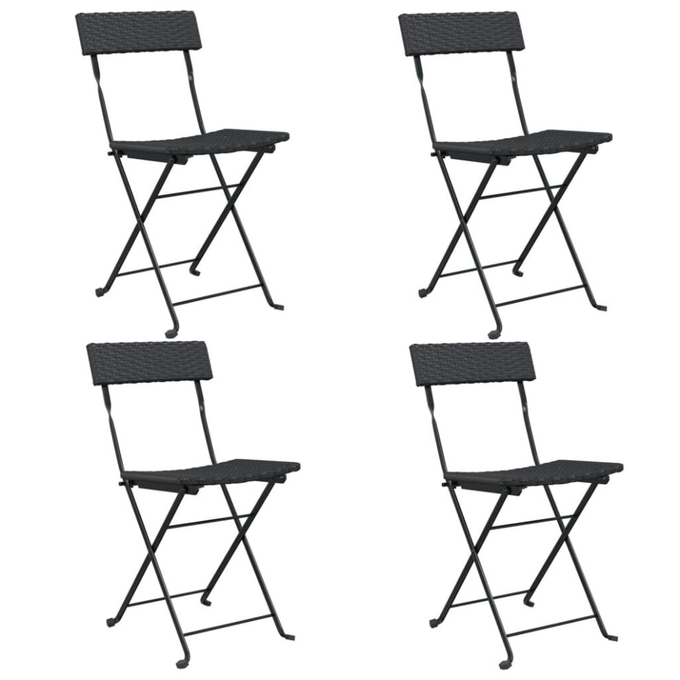 (black, 4 pcs) vidaXL Folding Bistro Chairs Poly Rattan and Steel Patio Outdoor Dining Chair