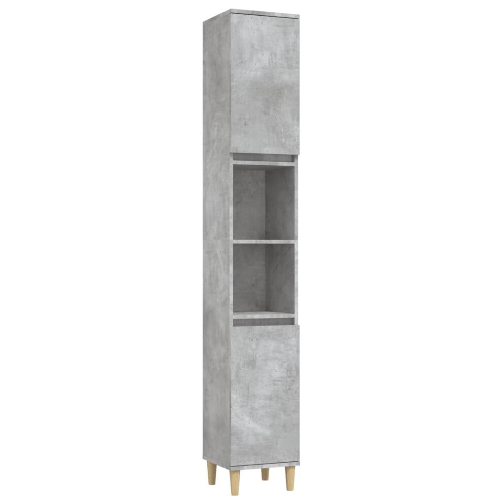 (concrete grey) vidaXL Bathroom Cabinet Cupboard Tallboy Unit Storage Cabinet Engineered Wood