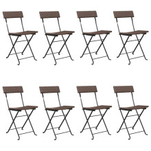 (brown, 8 pcs) vidaXL Folding Bistro Chairs Poly Rattan and Steel Patio Outdoor Dining Chair