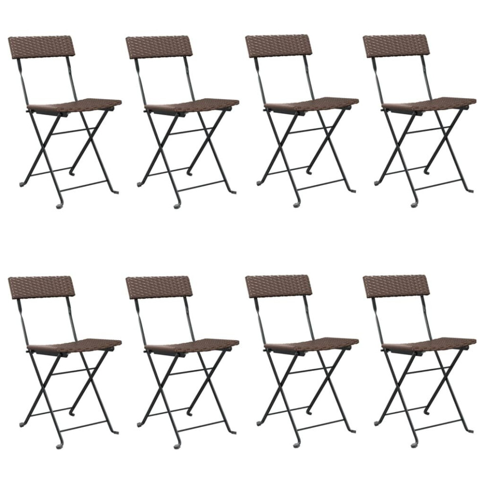 (brown, 8 pcs) vidaXL Folding Bistro Chairs Poly Rattan And Steel Patio Outdoor Dining Chair