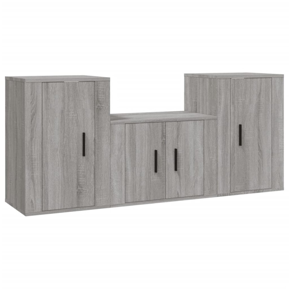 (grey sonoma) vidaXL TV Cabinet Set TV Stands TV Unit Sideboard 3 Piece Engineered Wood