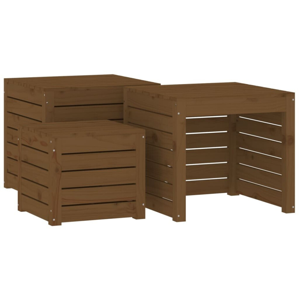 (honey brown, 50.5 x 50.5 x 46.5 cm) vidaXL Garden Box Set Patio Wooden Outdoor Storage Box 3 Piece Solid Wood Pine-image-OPC-PBMYF69-NEW