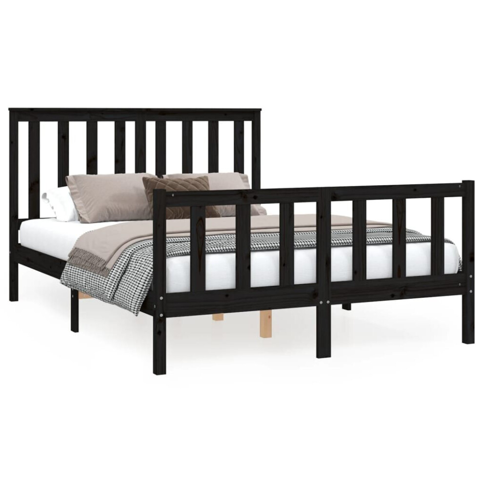 (black, 120 x 200 cm) vidaXL Bed Frame Platform Bed Wooden Bedstead with Headboard Solid Wood Pine