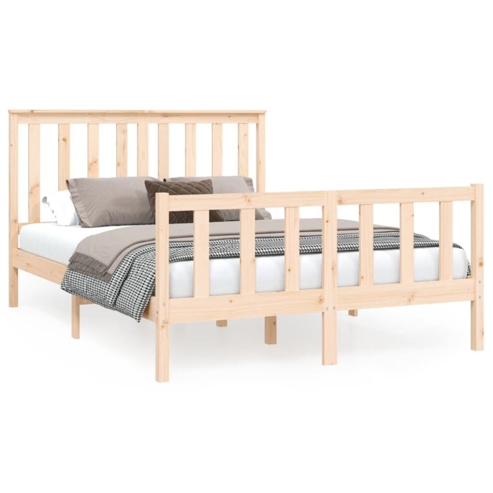 (brown, 120 x 200 cm) vidaXL Bed Frame Platform Bed Wooden Bedstead with Headboard Solid Wood Pine