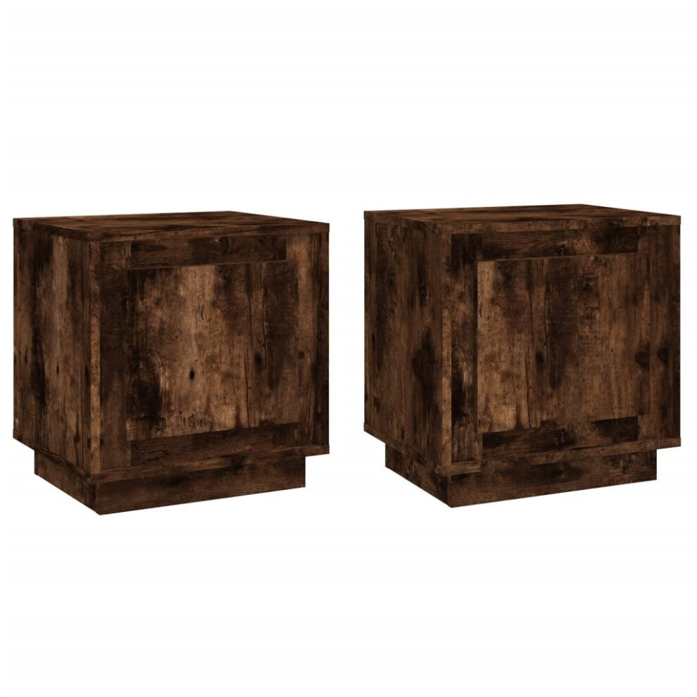 Vidaxl (Smoked Oak, 2 Pcs) Bedside Cabinets Side Table Nightstand Telephone Stand Engineered Wood