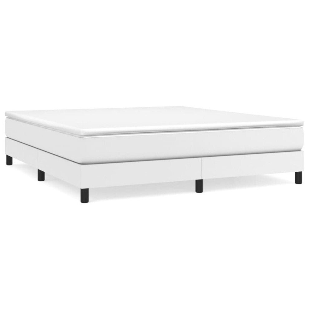 (white, 25 cm/ 6ft super king size) vidaXL Box Spring Bed Frame Bedroom Upholstered Bed Bedstead Faux Leather