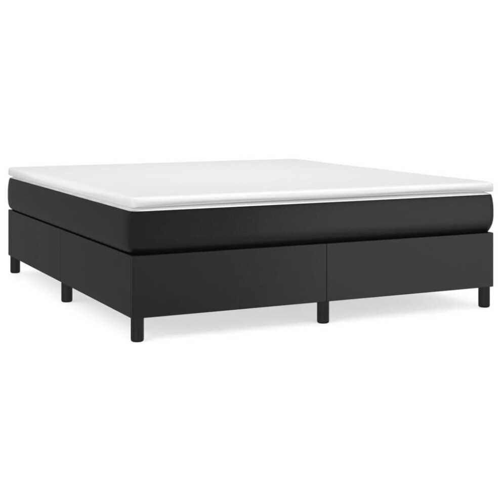 Vidaxl (Black, 35 Cm/ 6Ft Super King Size) Box Spring Bed Frame Bedroom Upholstered Bed Bedstead Faux Leather