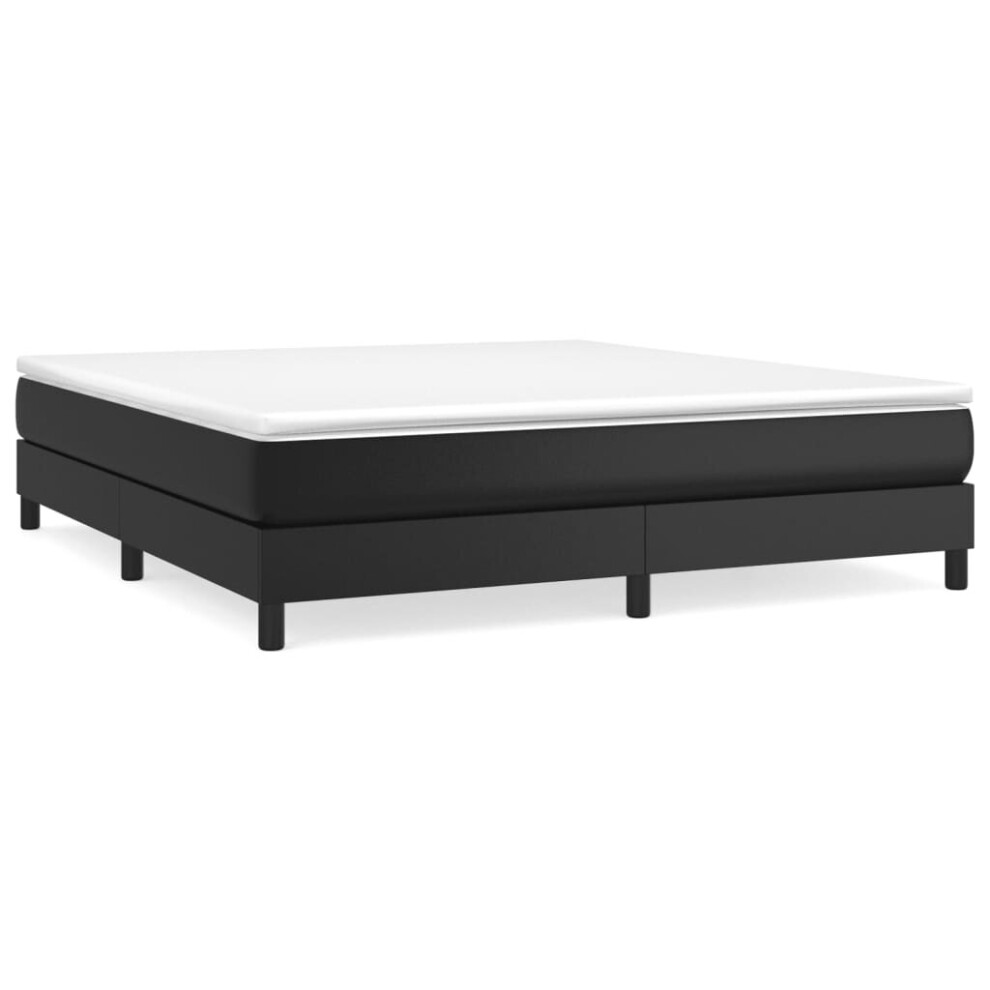 (black, 25 cm/ 6ft super king size) vidaXL Box Spring Bed Frame Faux Leather Bed Base Black/White Multi Sizes