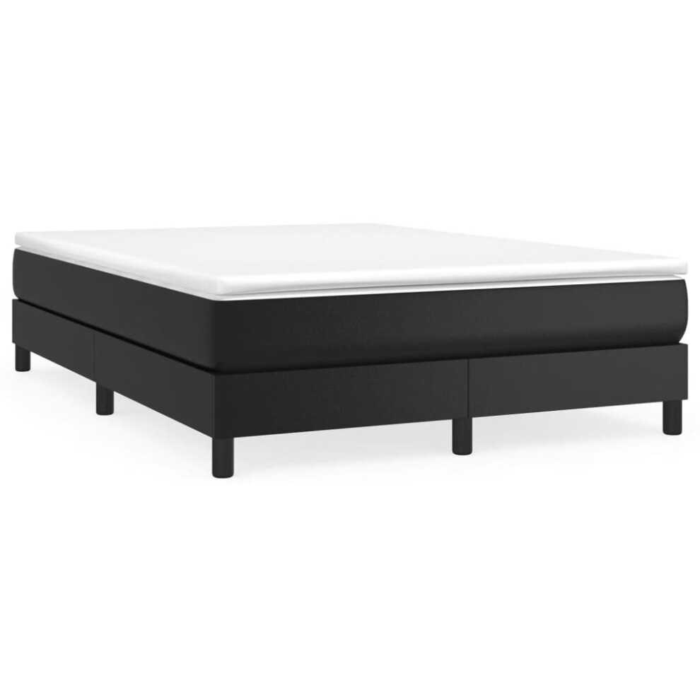 Vidaxl (Black, 25 Cm/ 4Ft6 Double) Box Spring Bed Frame Bedroom Upholstered Bed Bedstead Faux Leather