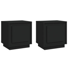 (black, 2 pcs) vidaXL Bedside Cabinets Side Table Nightstand Telephone Stand Engineered Wood