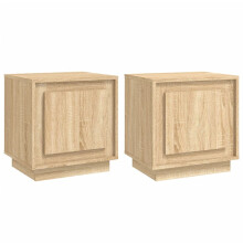 (sonoma oak, 2 pcs) vidaXL Bedside Cabinets Side Table Nightstand Telephone Stand Engineered Wood