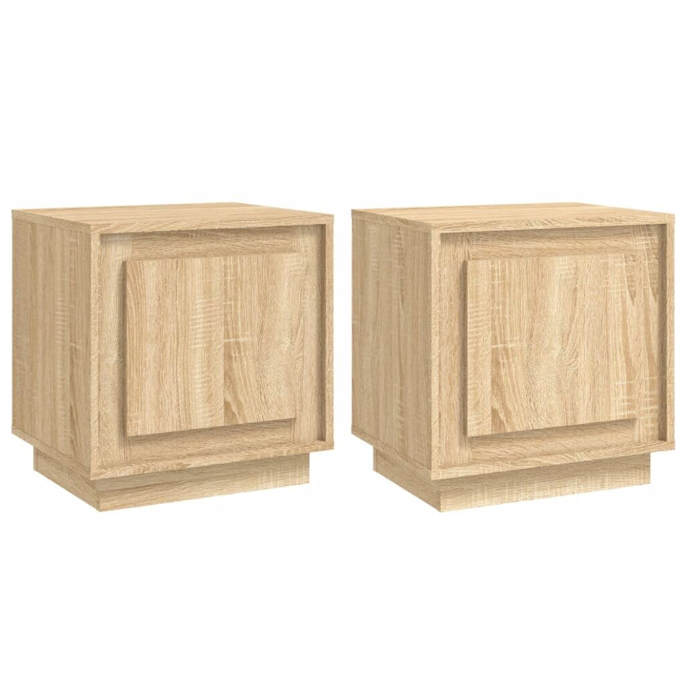 Vidaxl (Sonoma Oak, 2 Pcs) Bedside Cabinets Side Table Nightstand Telephone Stand Engineered Wood