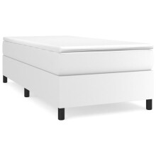(white, 35 cm/ 3ft single) vidaXL Box Spring Bed Frame Bedroom Upholstered Bed Bedstead Faux Leather
