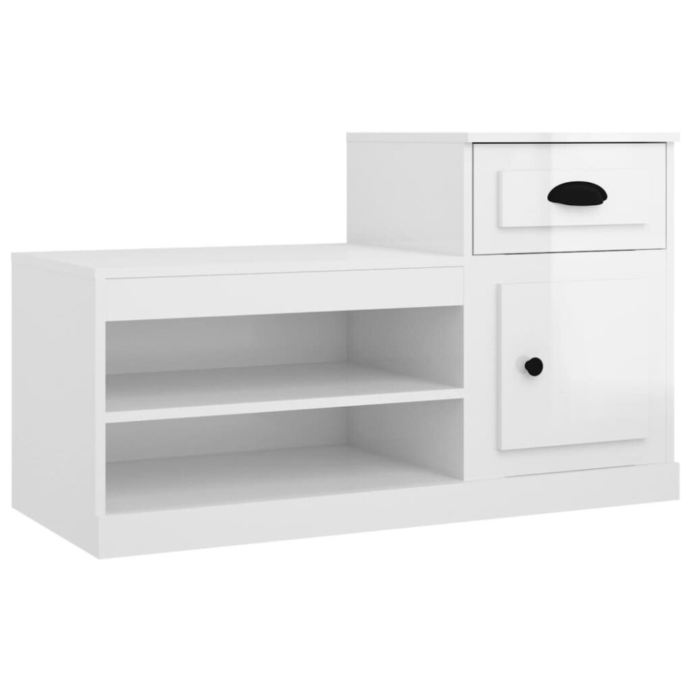 Vidaxl (High Gloss White) Shoe Cabinet Shoe Rack Shoe Storage Shelf Organiser Engineered Wood