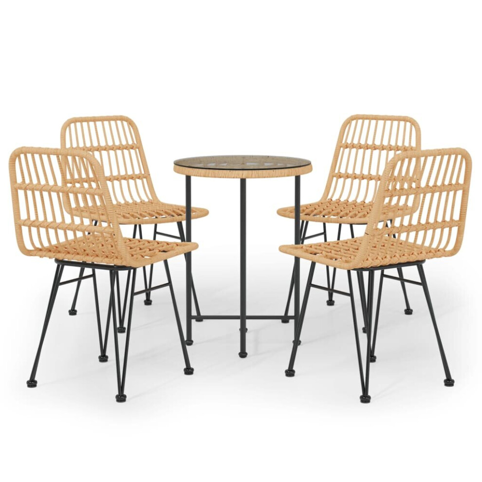 Vidaxl (Brown) Garden Dining Set 5 Piece Poly Rattan Dining Table Chair Black/Brown