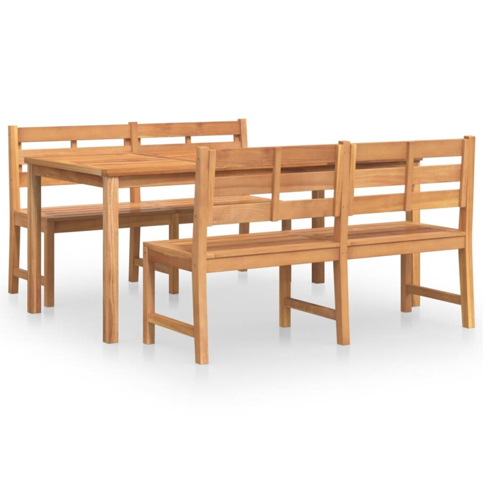 (180 cm table length, 2x bench + table) vidaXL Solid Wood Teak Garden Dining Set Dining Table Chair Multi Sizes/Models