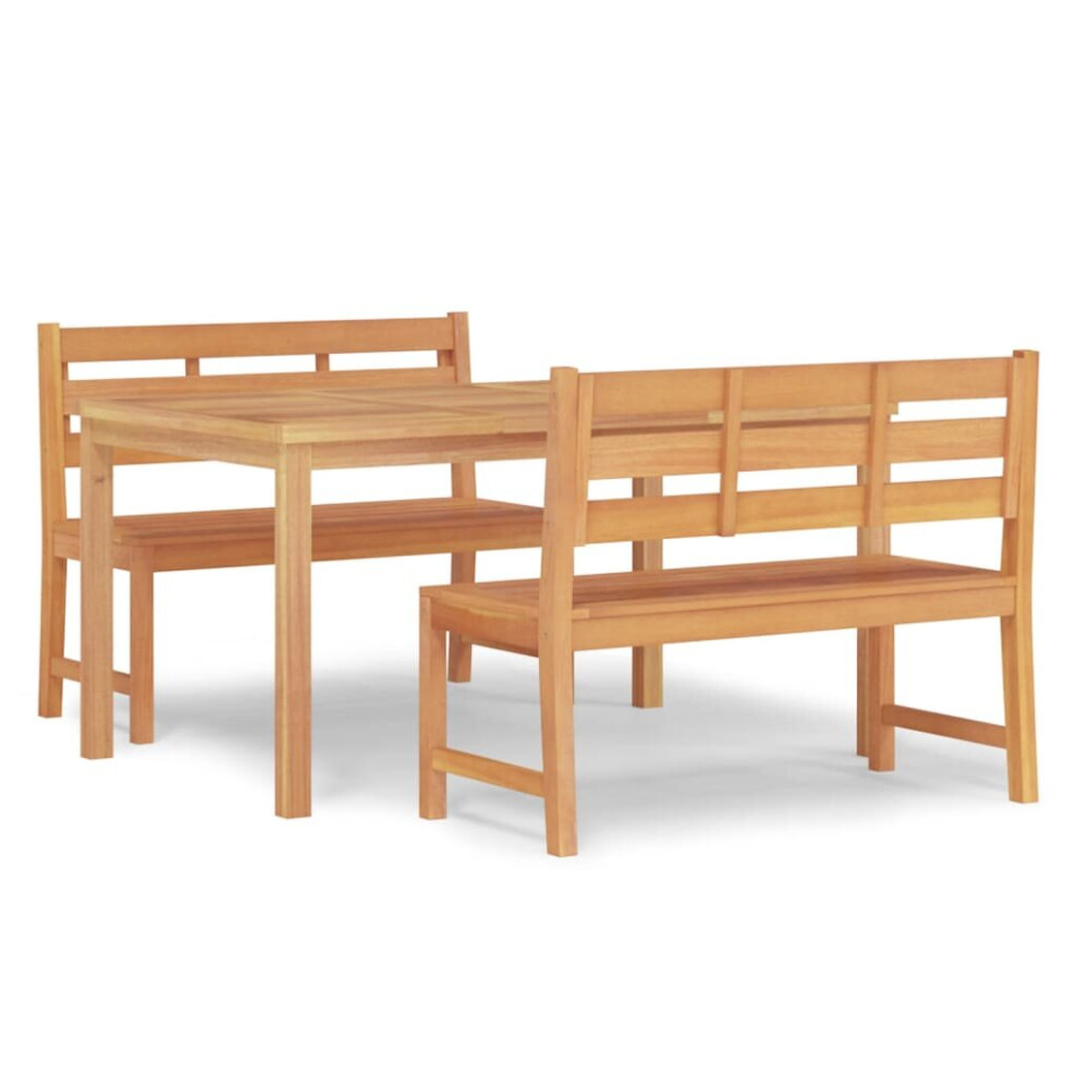 Vidaxl (150 Cm Table Length, 2X Bench + Table) Solid Wood Teak Garden Dining Set Dining Table Chair Multi Sizes/Models