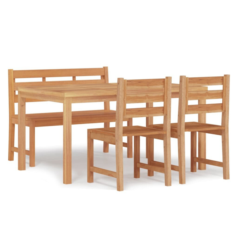 Vidaxl (150 Cm Table Length, Bench + 2X Chair + Table) Solid Wood Teak Garden Dining Set Dining Table Chair Multi Sizes/Models