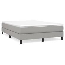 (light grey, 25 cm/ 4ft6 double) vidaXL Box Spring Bed Frame Mattress Foundation Upholstered Bed Base Fabric