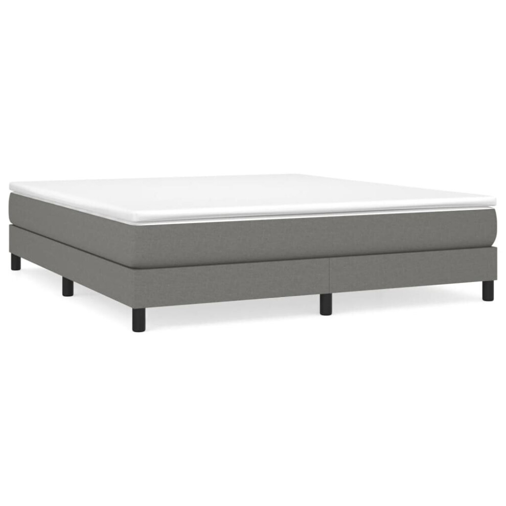 Vidaxl (Dark Grey, 25 Cm/ 6Ft Super King Size) Box Spring Bed Frame Mattress Foundation Upholstered Bed Base Fabric