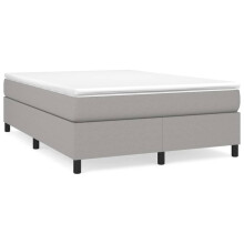 (light grey, 35 cm/ 4ft6 double) vidaXL Box Spring Bed Frame Mattress Foundation Upholstered Bed Base Fabric