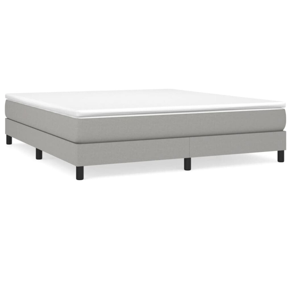 Vidaxl (Light Grey, 25 Cm/ 6Ft Super King Size) Box Spring Bed Frame Mattress Foundation Upholstered Bed Base Fabric