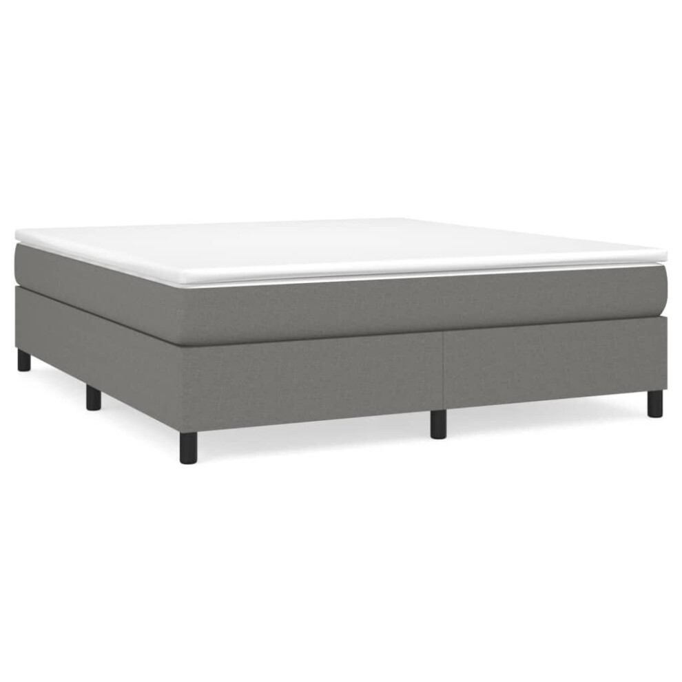 Vidaxl (Dark Grey, 35 Cm/ 6Ft Super King Size) Box Spring Bed Frame Mattress Foundation Upholstered Bed Base Fabric