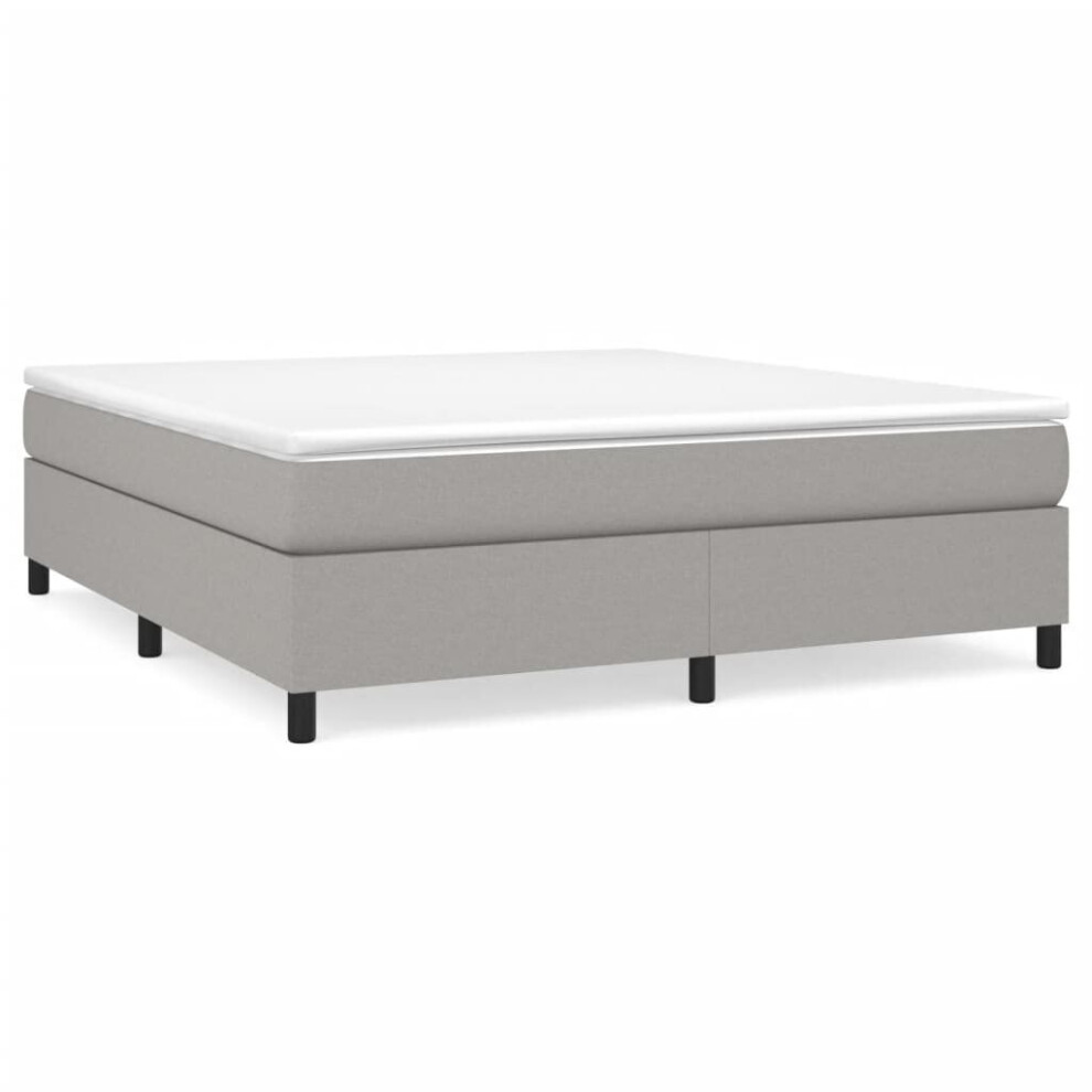Vidaxl (Light Grey, 35 Cm/ 6Ft Super King Size) Box Spring Bed Frame Mattress Foundation Upholstered Bed Base Fabric