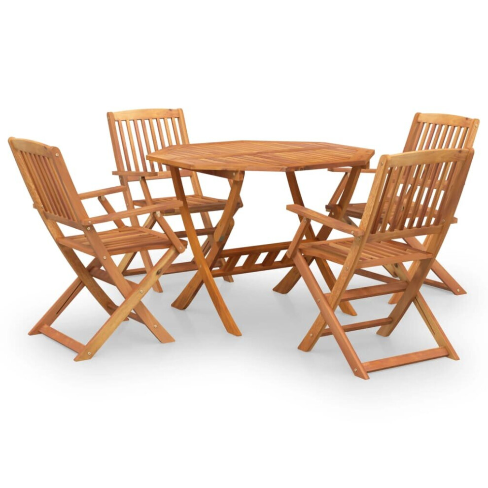 Vidaxl (With Armrest) Solid Wood Acacia Garden Dining Set 5 Piece Table With/Without Armrest