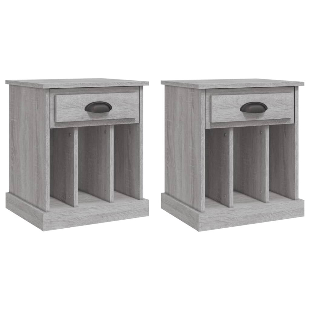 Vidaxl (Grey Sonoma, 2 Pcs) Bedside Cabinets Bedside Table Nightstand Telephone Stand Table Bedroom