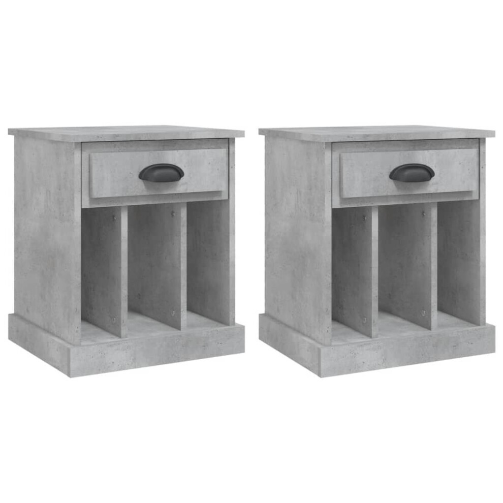 Vidaxl (Concrete Grey, 2 Pcs) Bedside Cabinets Bedside Table Nightstand Telephone Stand Table Bedroom