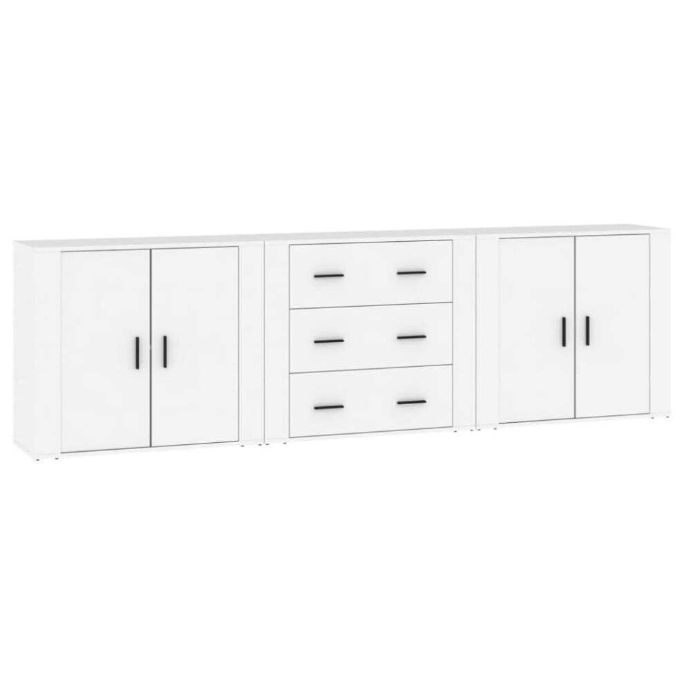 (white) vidaXL 3x Sideboards Engineered Wood Cupboard Storage Cabinet Multi Colours