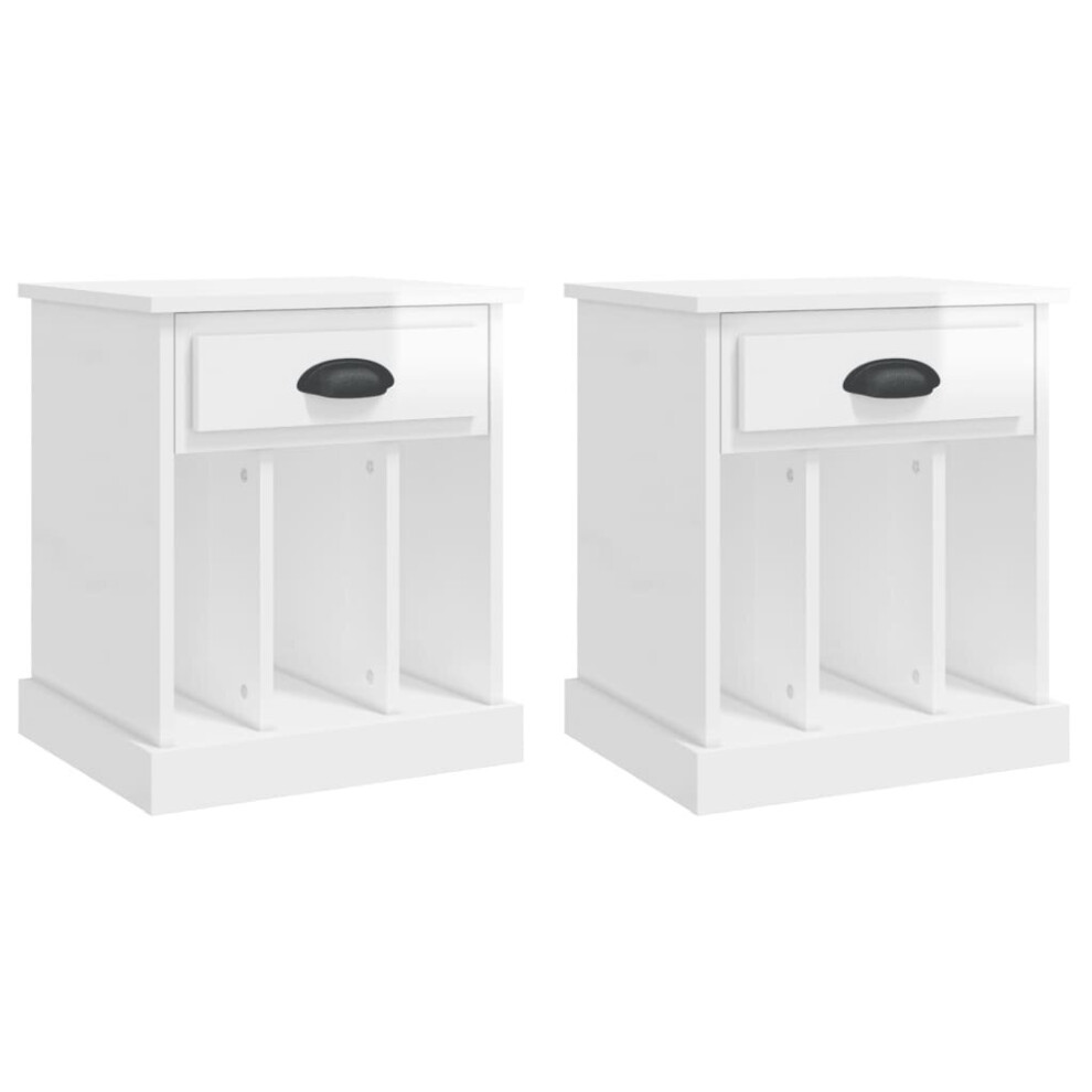 Vidaxl (High Gloss White, 2 Pcs) Bedside Cabinets Bedside Table Nightstand Telephone Stand Table Bedroom