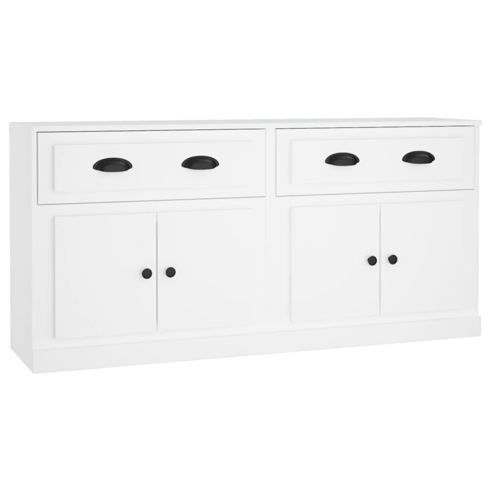 (white) vidaXL Sideboards Storage Cabinet Cupboard Highboard 2 pcs Engineered Wood