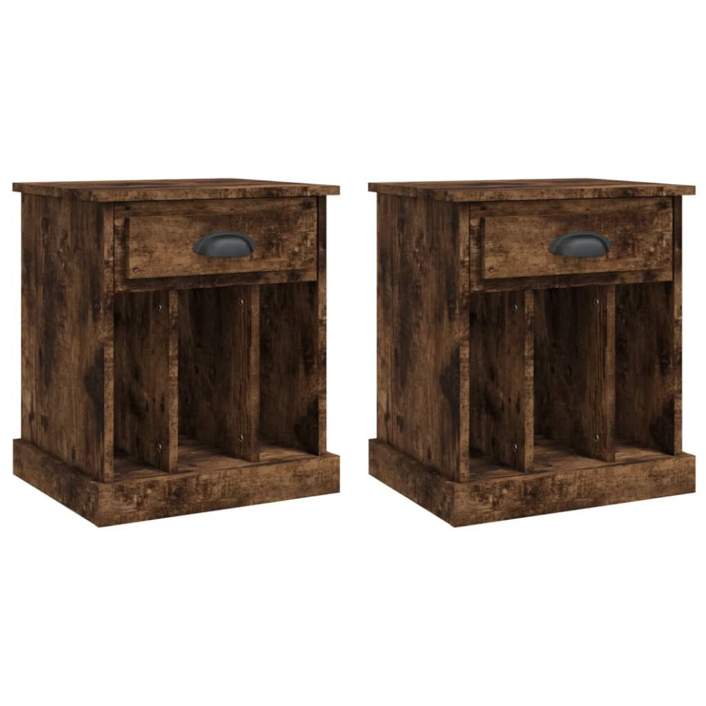 (smoked oak, 2 pcs) vidaXL Bedside Cabinets Bedside Table Nightstand Telephone Stand Table Bedroom