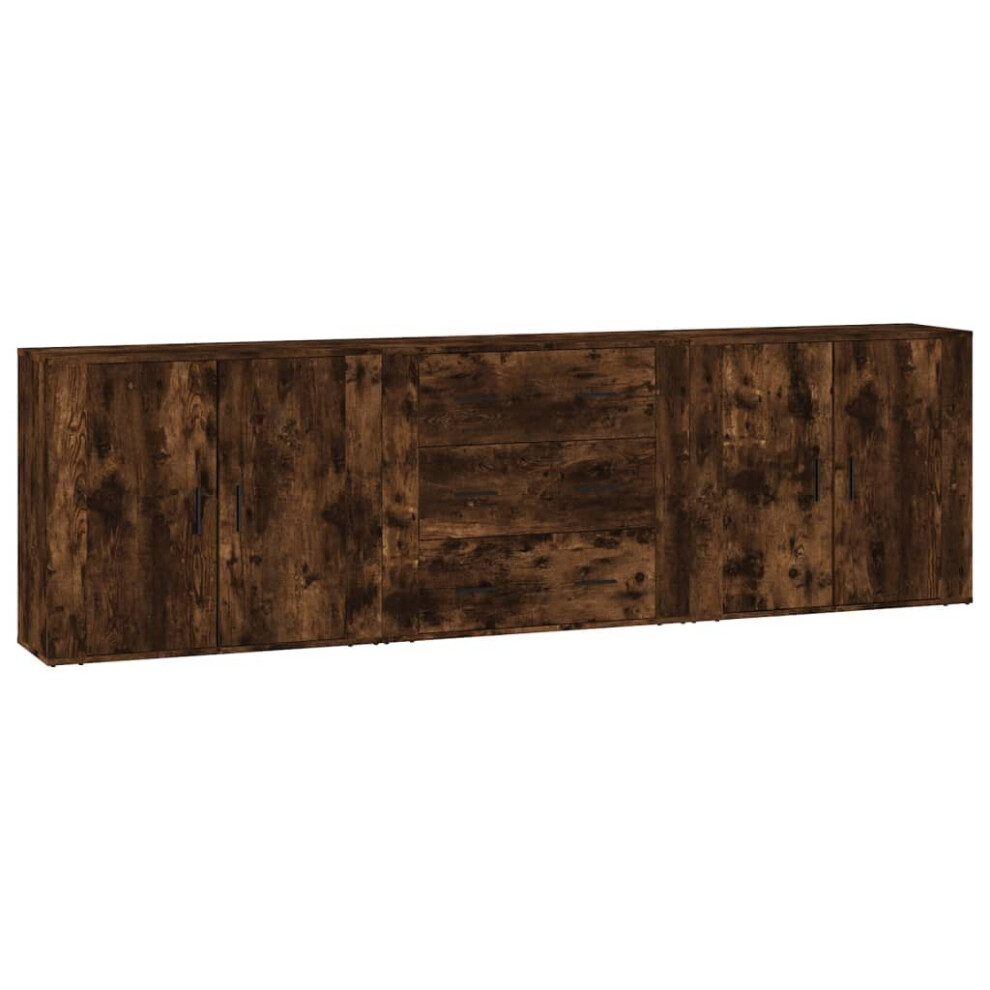 Vidaxl (Smoked Oak) 3X Sideboards Engineered Wood Cupboard Storage Cabinet Multi Colours Brown