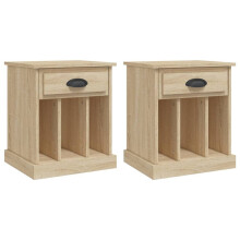 (sonoma oak, 2 pcs) vidaXL Bedside Cabinets Bedside Table Nightstand Telephone Stand Table Bedroom