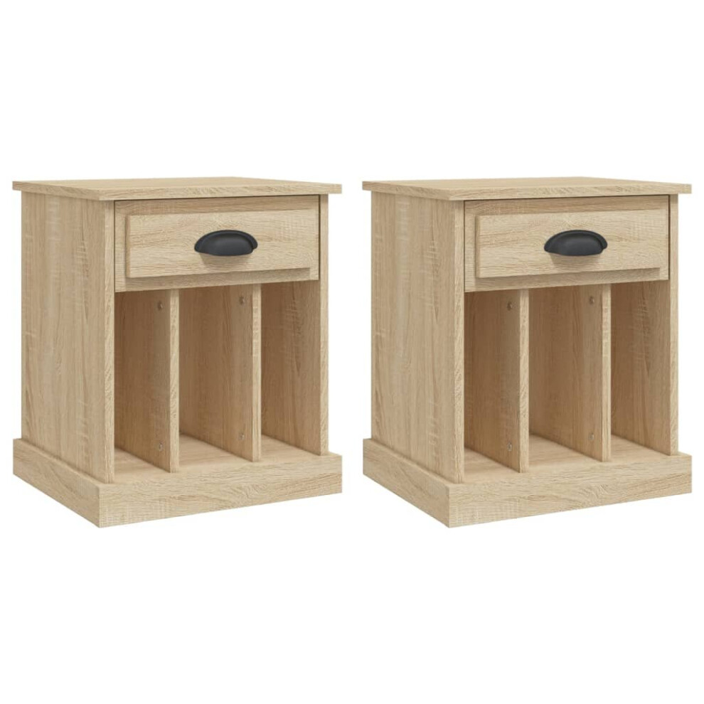 Vidaxl (Sonoma Oak, 2 Pcs) Bedside Cabinets Bedside Table Nightstand Telephone Stand Table Bedroom