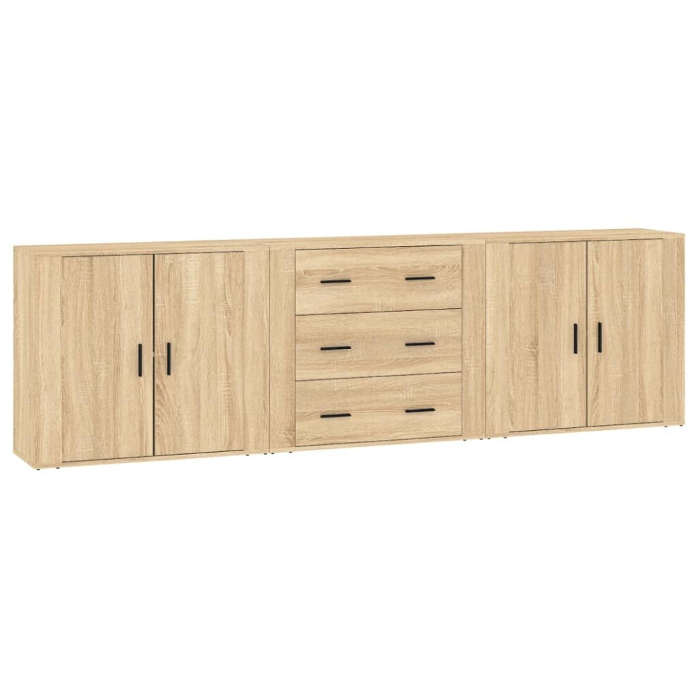 Vidaxl (Sonoma Oak) 3X Sideboards Engineered Wood Cupboard Storage Cabinet Multi Colours Brown